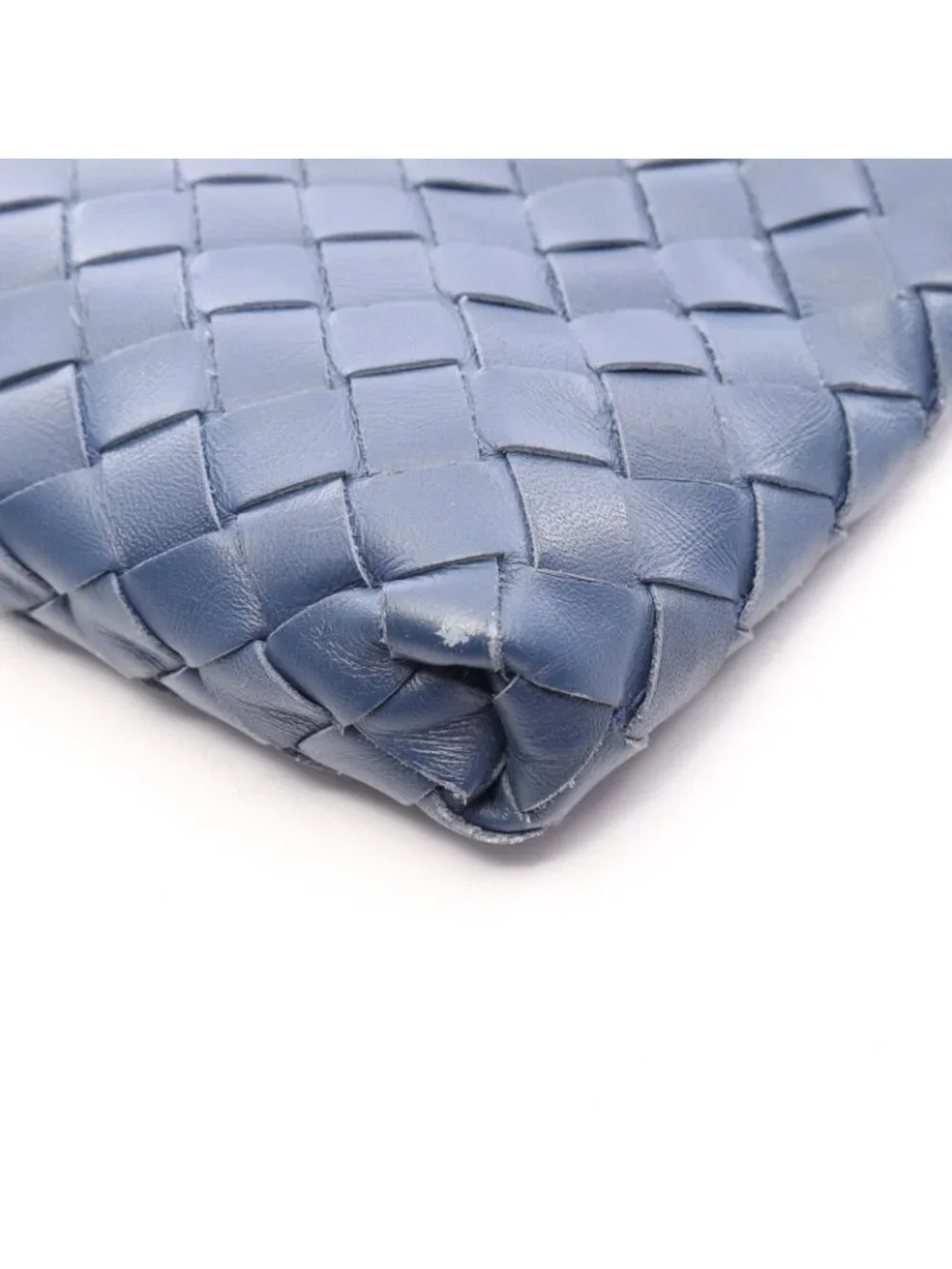 Bottega Veneta Shoulder Bag Intrecciato Blue Black Leather